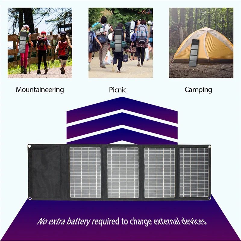 [B2B Sample Order] Portable Foldable Solar Panel Charger (10W-60W) Dual USB Output | Custom Logo & Free Mockup