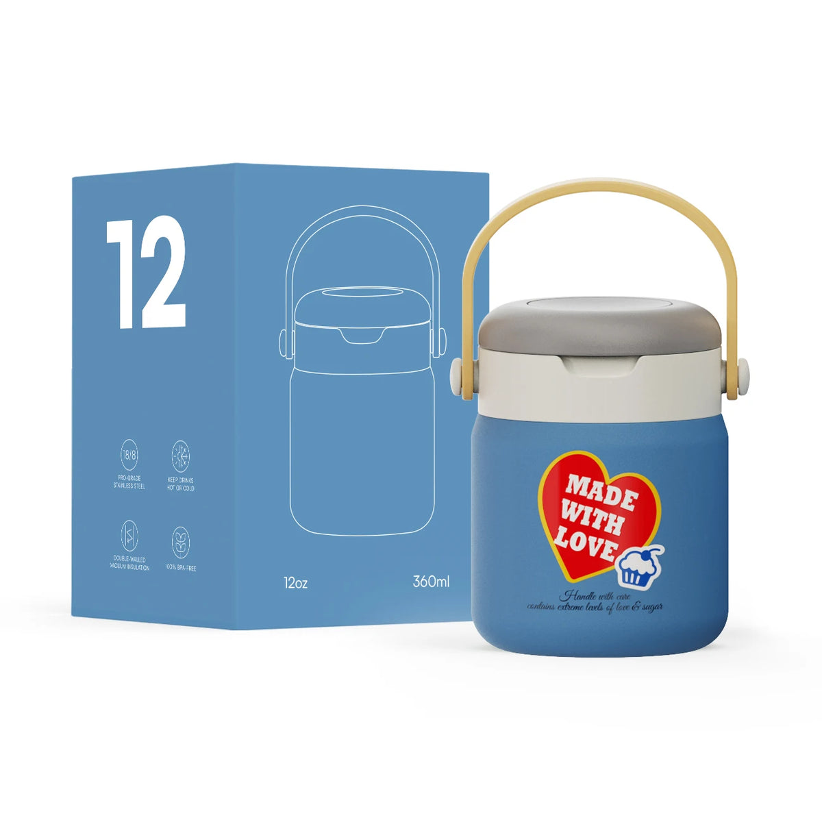 KOLINK Portable Insulated Stainless Steel Food Jar with Handle & Folding Spoon - B2B Sample Order