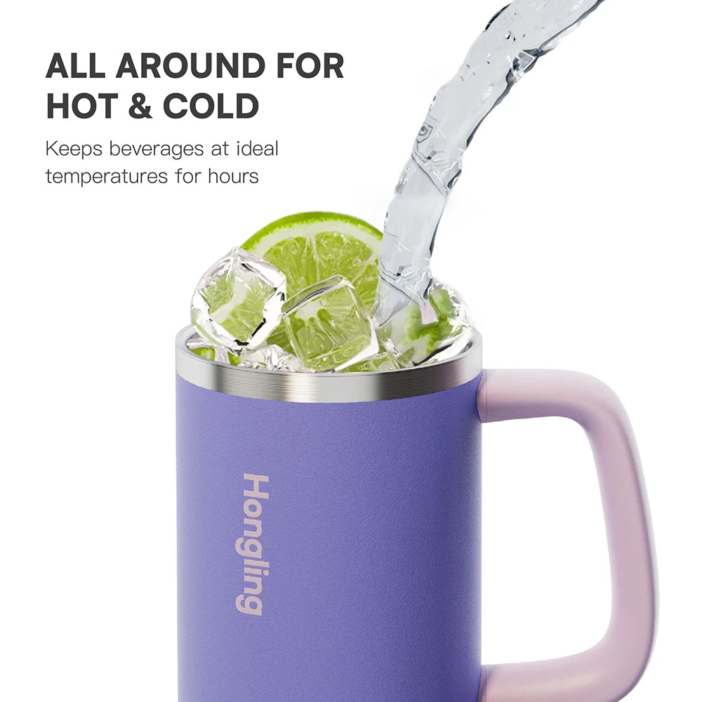 [B2B Sample Order] Double-Wall Stainless Steel Vacuum Insulated Tumbler with Handle (32oz / 40oz / 50oz) | Free Digital Mockup & Custom Logo