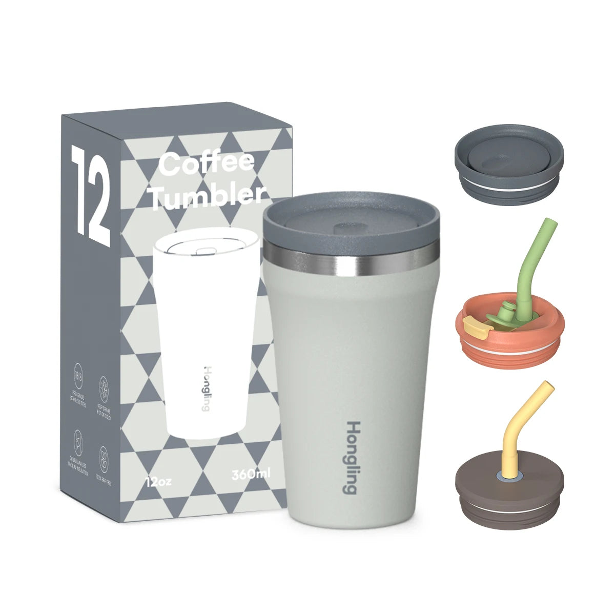 [B2B Sample Order] Patented Double-Wall Stainless Steel Vacuum Insulated Travel Coffee Mug with Lid (12oz / 16oz) | Free Digital Mockup & Custom Logo