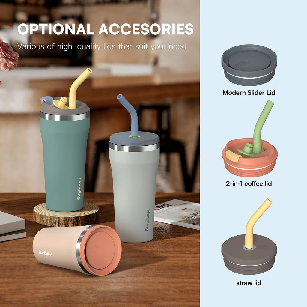 [B2B Sample Order] Double-Wall Stainless Steel Vacuum Insulated Travel Coffee Mug with Lid (12oz / 16oz) | Free Digital Mockup & Custom Logo