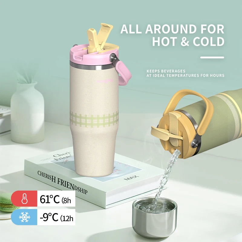 [B2B Sample Order] Portable Stainless Steel Double-Wall Vacuum Insulated Flask with 2-in-1 Lid (18oz - 50oz) | Free Digital Mockup & Custom Logo