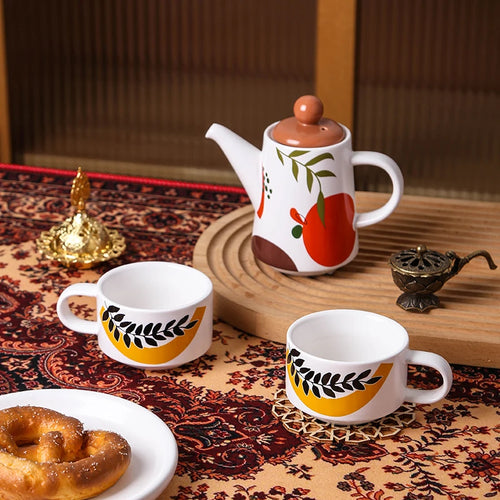 Royal Arabic 3-in-1 Stackable Ceramic Tea Set with Teapot and Cups | Middle East Gift Set