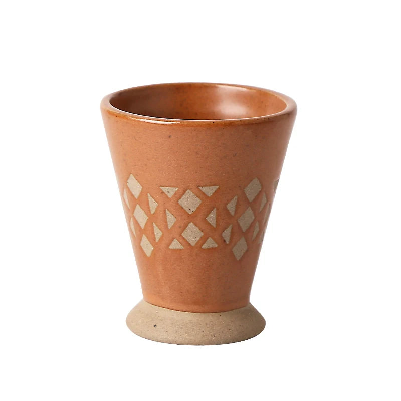 Traditional Arabic Ceramic Coffee Mug with Geometric Pattern | Handmade Saudi Arabia Pottery Cup