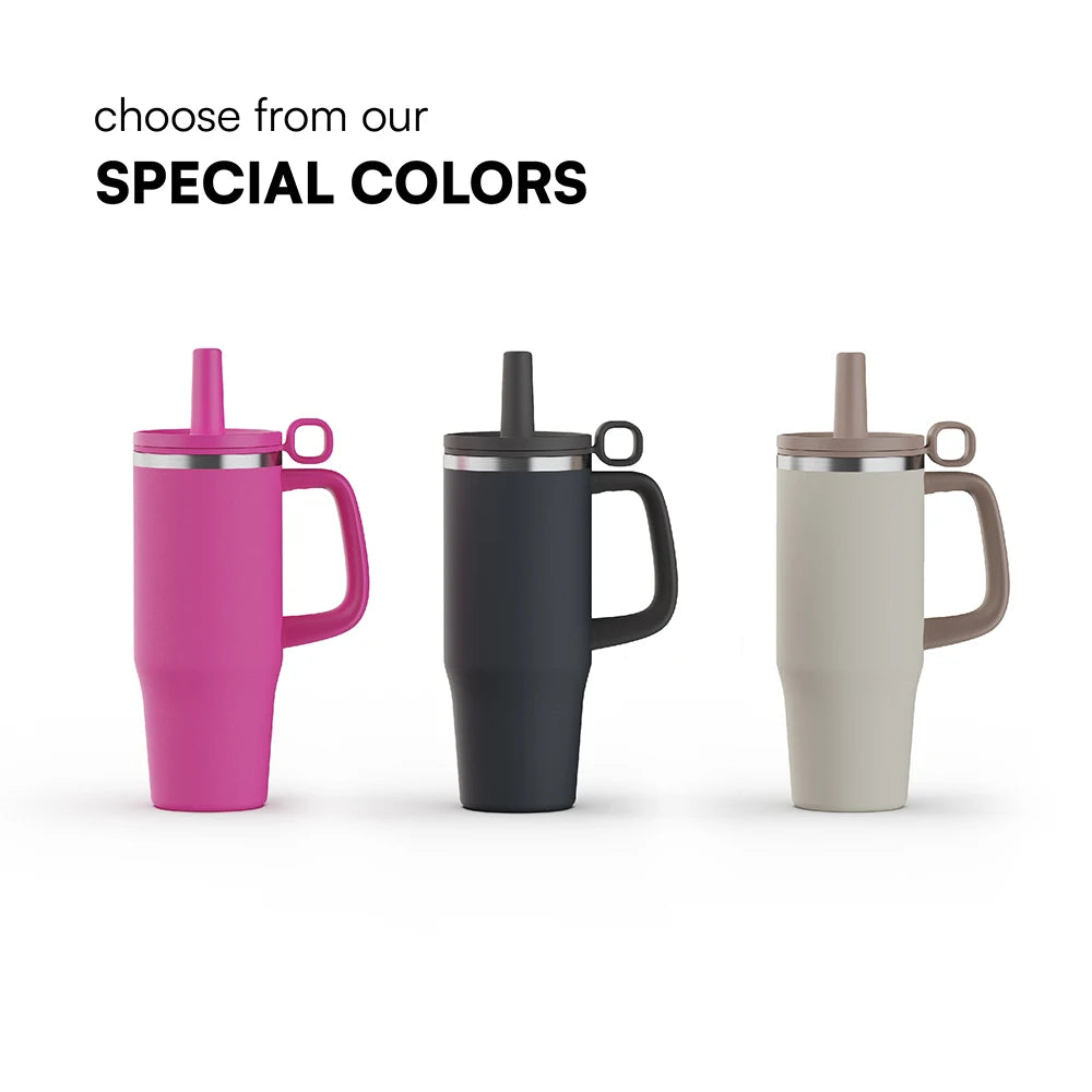 [B2B Sample Order] Large Capacity Double-Wall Stainless Steel Vacuum Insulated Tumbler with Straw Lid & Handle (32oz / 40oz / 50oz) | Free Digital Mockup & Custom Logo