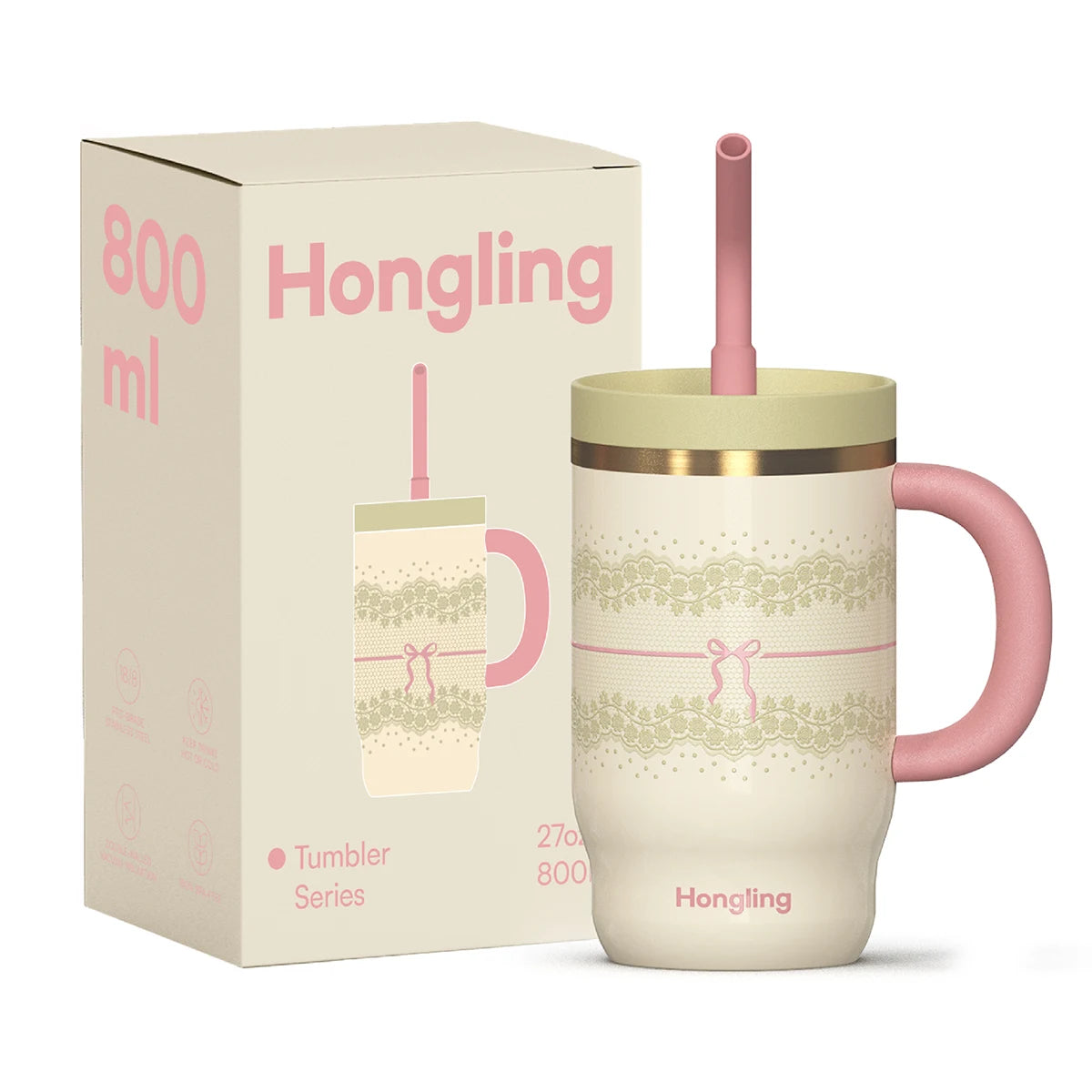 [B2B Sample Order] Coffee Tumbler with Handle & Leak-Proof Lid Double-Wall Insulated Stainless Steel (650ml) | Free Digital Mockup & Custom Logo