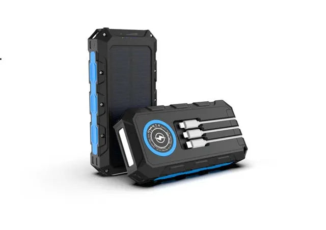 [B2B Sample Order] 30000mAh Waterproof Solar Power Bank with Built-in Cables & Wireless Charging | Custom Logo & Free Mockup