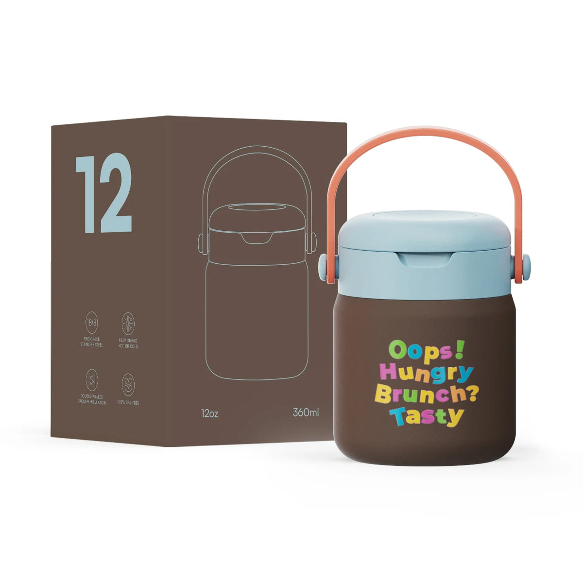 KOLINK Portable Insulated Stainless Steel Food Jar with Handle & Folding Spoon - B2B Sample Order
