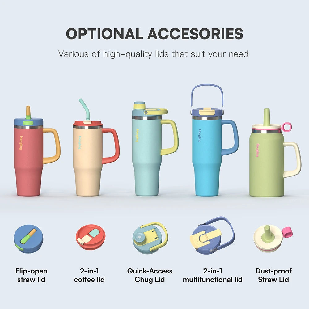 [B2B Sample Order] Double-Wall Stainless Steel Vacuum Insulated Tumbler with Handle (32oz / 40oz / 50oz) | Free Digital Mockup & Custom Logo