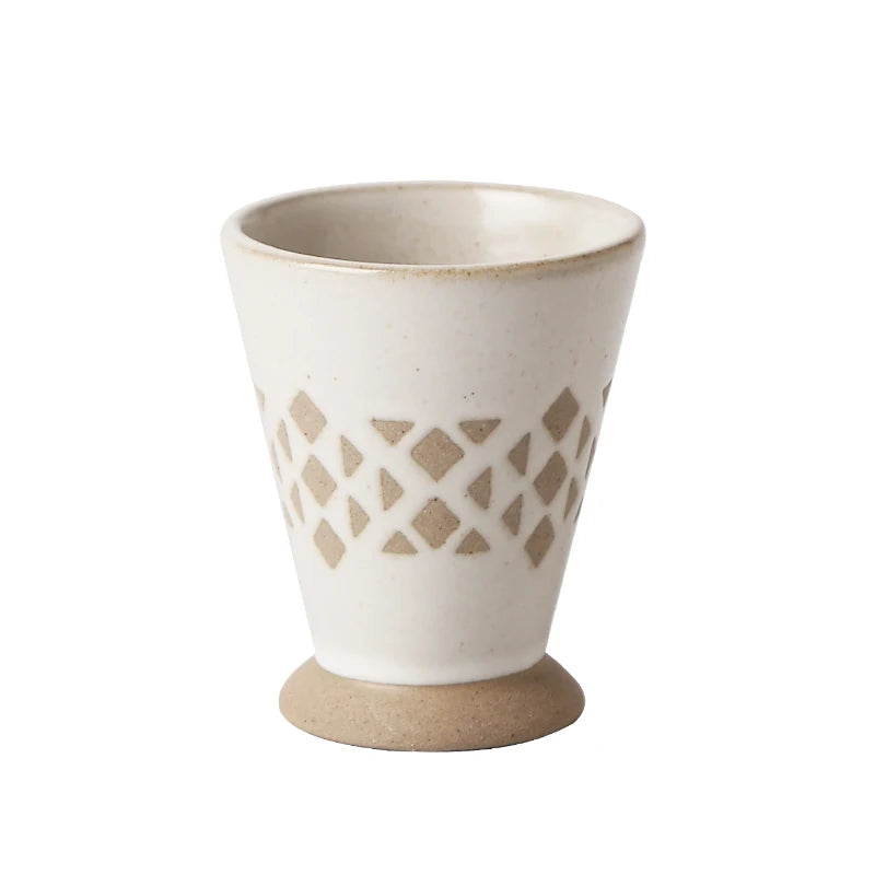 Traditional Arabic Ceramic Coffee Mug with Geometric Pattern | Handmade Saudi Arabia Pottery Cup