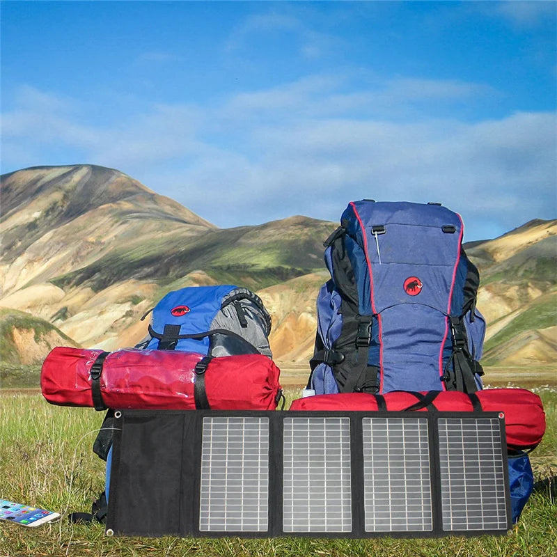[B2B Sample Order] Portable Foldable Solar Panel Charger (10W-60W) Dual USB Output | Custom Logo & Free Mockup