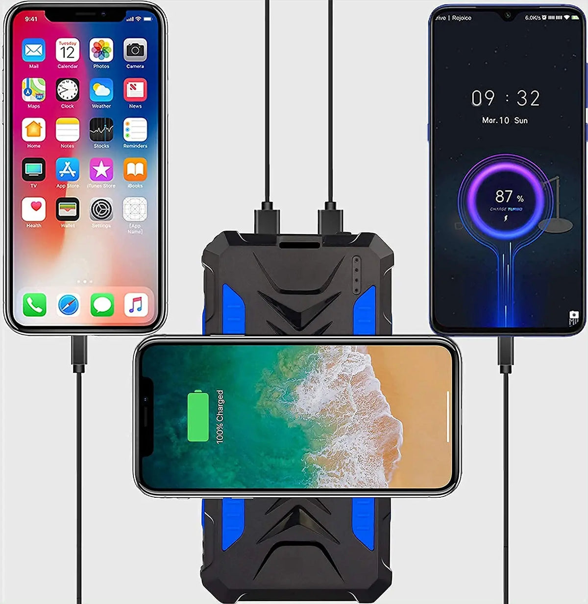[B2B Sample Order] 36000mAh Waterproof Wireless Solar Power Bank with Quad LED Flashlight | Custom Logo & Free Mockup