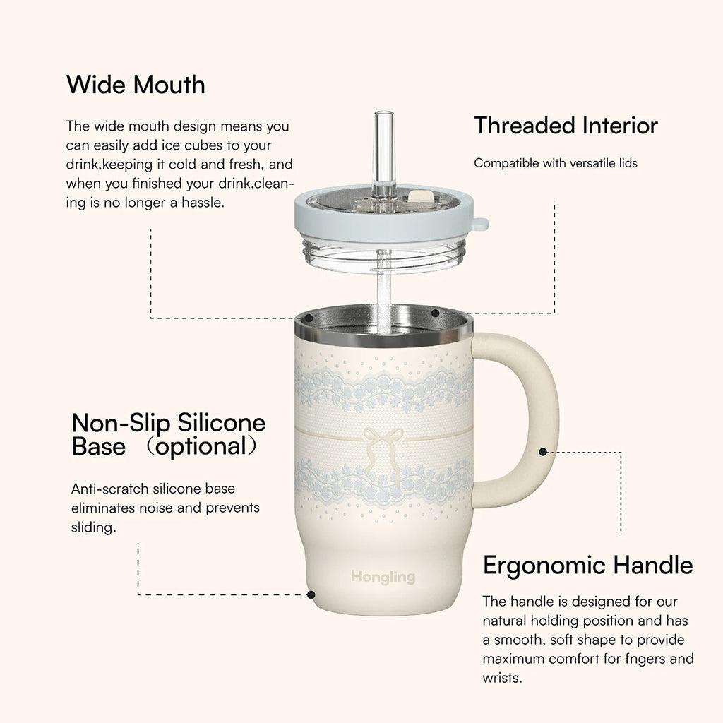 [B2B Sample Order] Coffee Tumbler with Handle & Leak-Proof Lid Double-Wall Insulated Stainless Steel (650ml) | Free Digital Mockup & Custom Logo