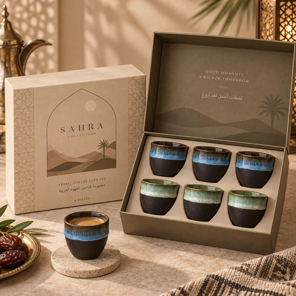 [B2B Sample Order] Handmade Reactive Kiln Glaze Ceramic Arabic Espresso Cup (75ml) | Custom Logo & Free Mockup