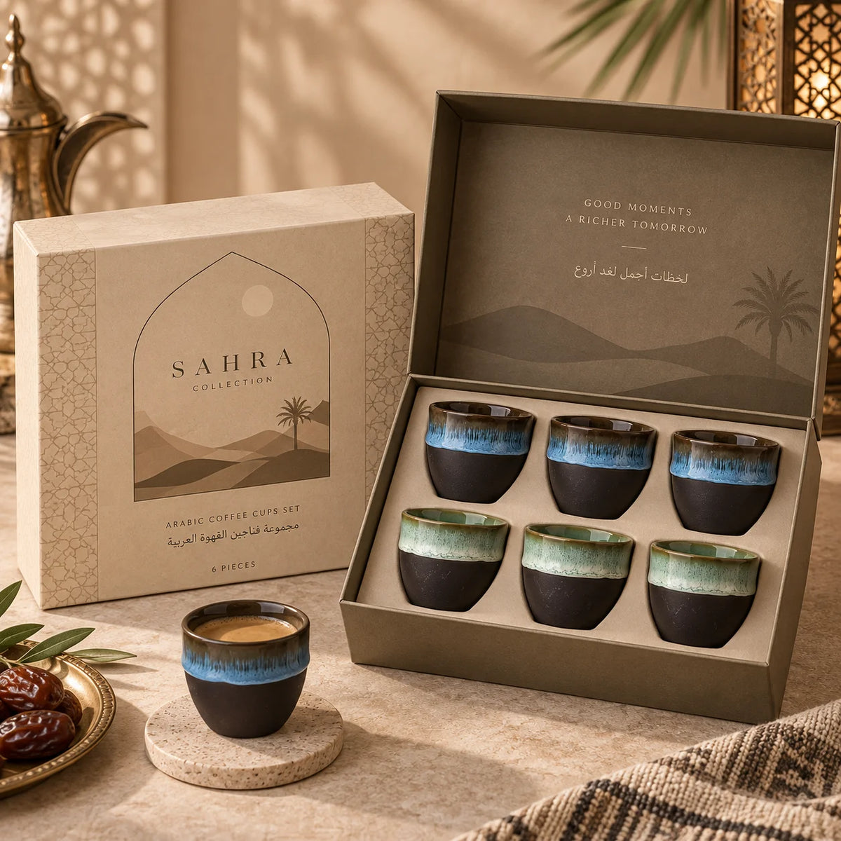 [B2B Sample Order] Handmade Reactive Kiln Glaze Ceramic Arabic Espresso Cup (75ml) | Custom Logo & Free Mockup