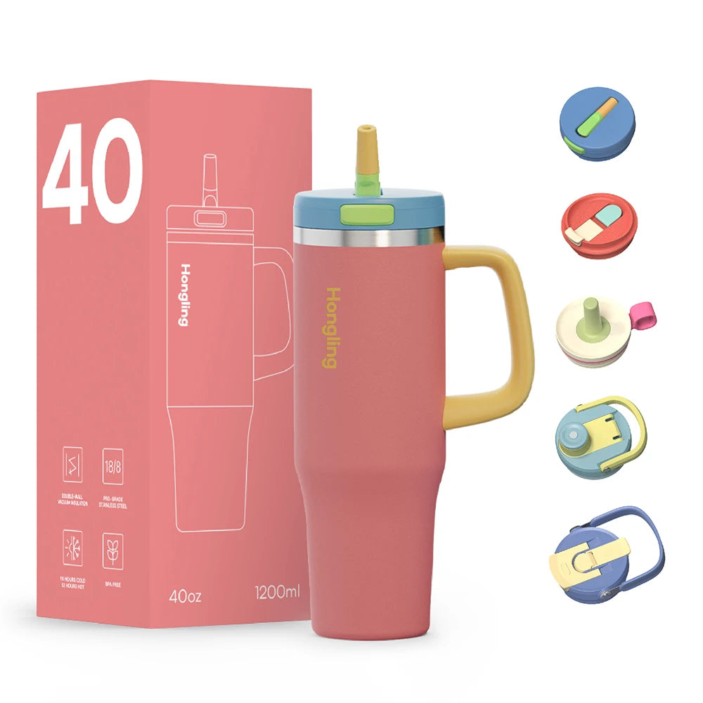 [B2B Sample Order] Double-Wall Stainless Steel Vacuum Insulated Tumbler with Handle (32oz / 40oz / 50oz) | Free Digital Mockup & Custom Logo