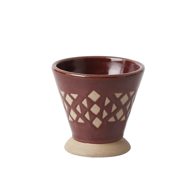 Traditional Arabic Ceramic Coffee Mug with Geometric Pattern | Handmade Saudi Arabia Pottery Cup