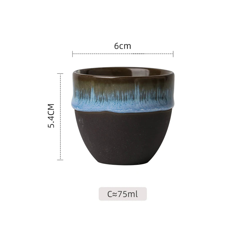 [B2B Sample Order] Handmade Reactive Kiln Glaze Ceramic Arabic Espresso Cup (75ml) | Custom Logo & Free Mockup