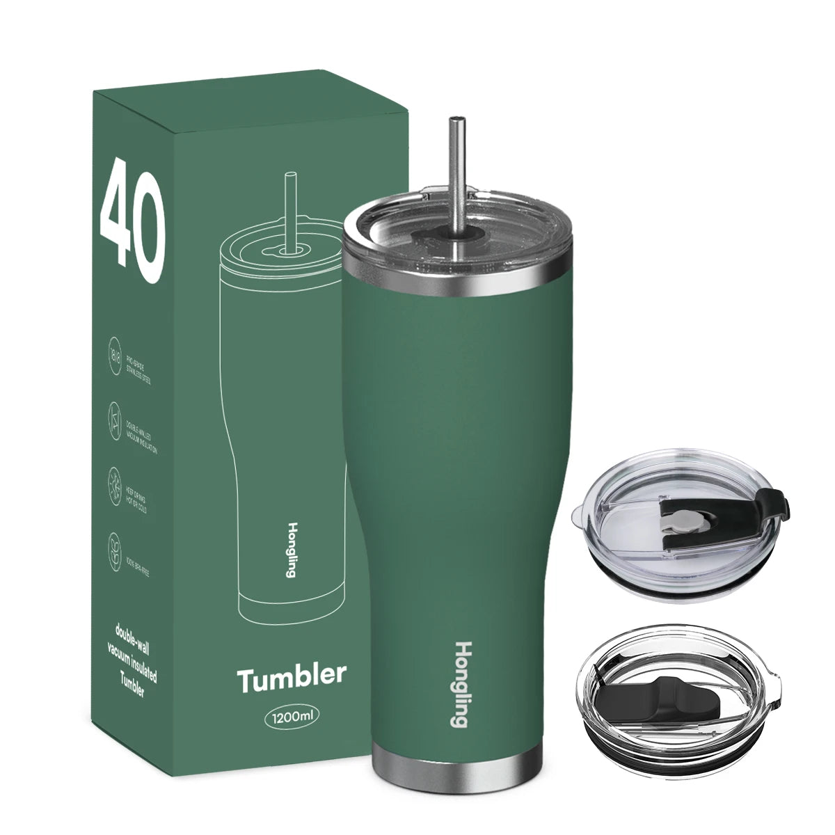 [B2B Sample Order] Cupholder-Friendly Stainless Steel Vacuum Insulated Tumbler with Multiple Lids (10oz - 40oz) | Free Digital Mockup & Custom Logo