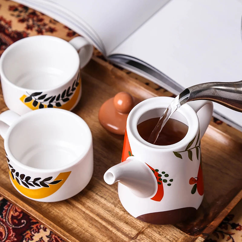 Royal Arabic 3-in-1 Stackable Ceramic Tea Set with Teapot and Cups | Middle East Gift Set