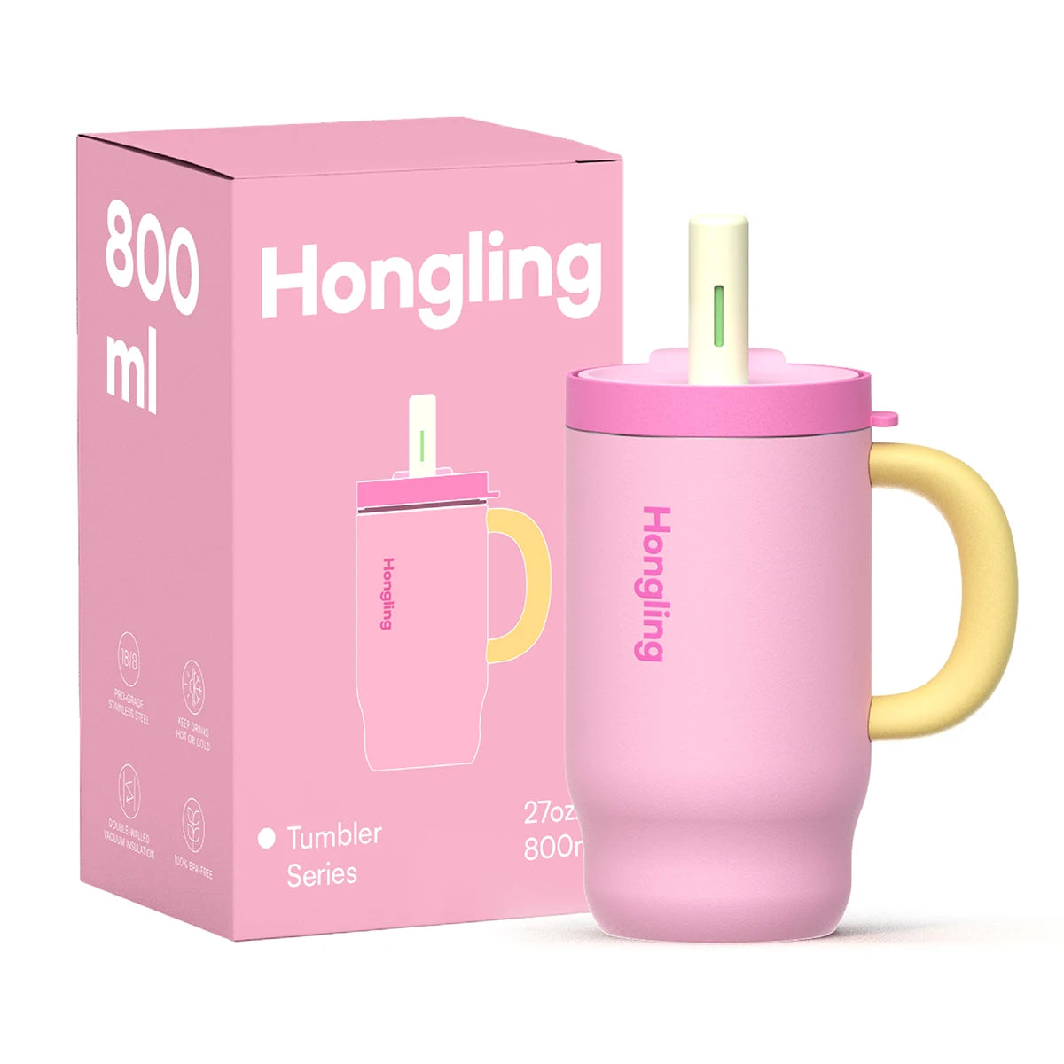 [B2B Sample Order] Coffee Tumbler with Handle & Leak-Proof Lid Double-Wall Insulated Stainless Steel (650ml) | Free Digital Mockup & Custom Logo