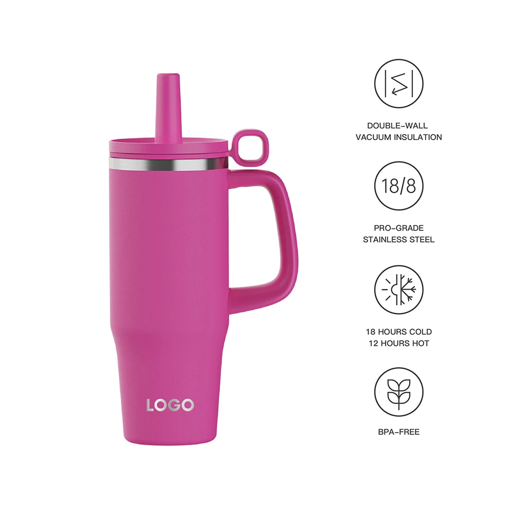 [B2B Sample Order] Large Capacity Double-Wall Stainless Steel Vacuum Insulated Tumbler with Straw Lid & Handle (32oz / 40oz / 50oz) | Free Digital Mockup & Custom Logo