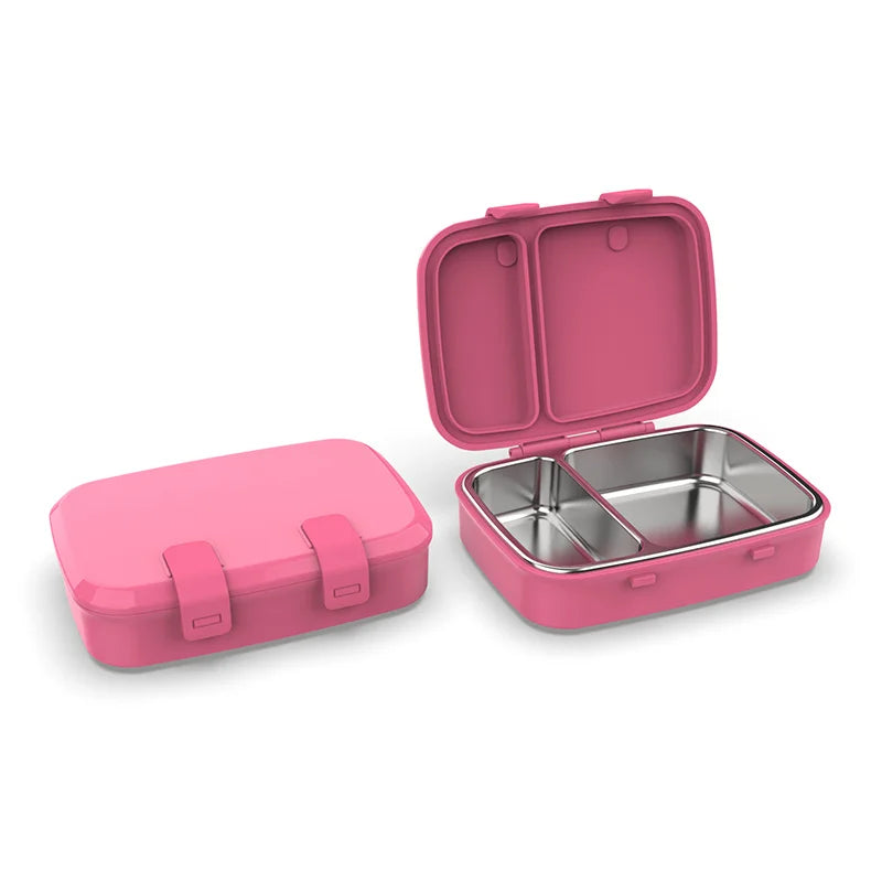 [B2B Sample Order] 2-Compartment Removable 304 Stainless Steel Kids Bento Lunch Box with Thermal PP Shell (750ml) | Standard & Custom OEM Sample