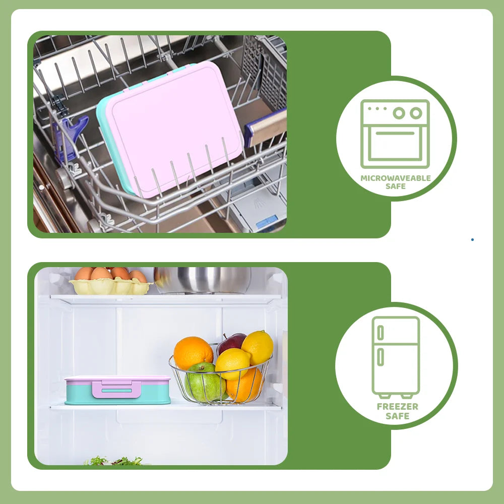 3-Compartment Stainless Steel Kids Bento Lunch Box with DIY Charm Lid (960ml)