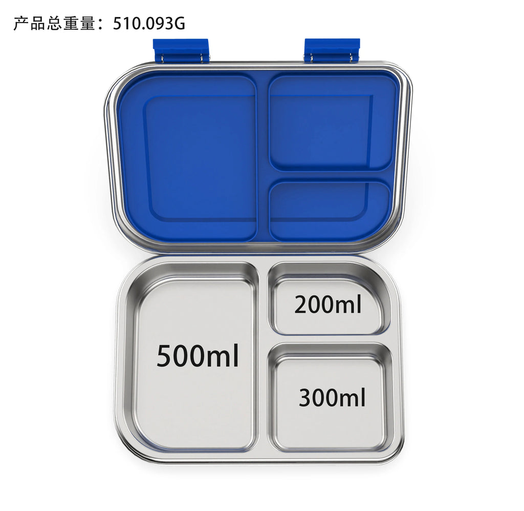 [B2B Sample Order] 3-Compartment 304 Stainless Steel Bento Lunch Box (1000ml) | Custom Logo & Free Mockup