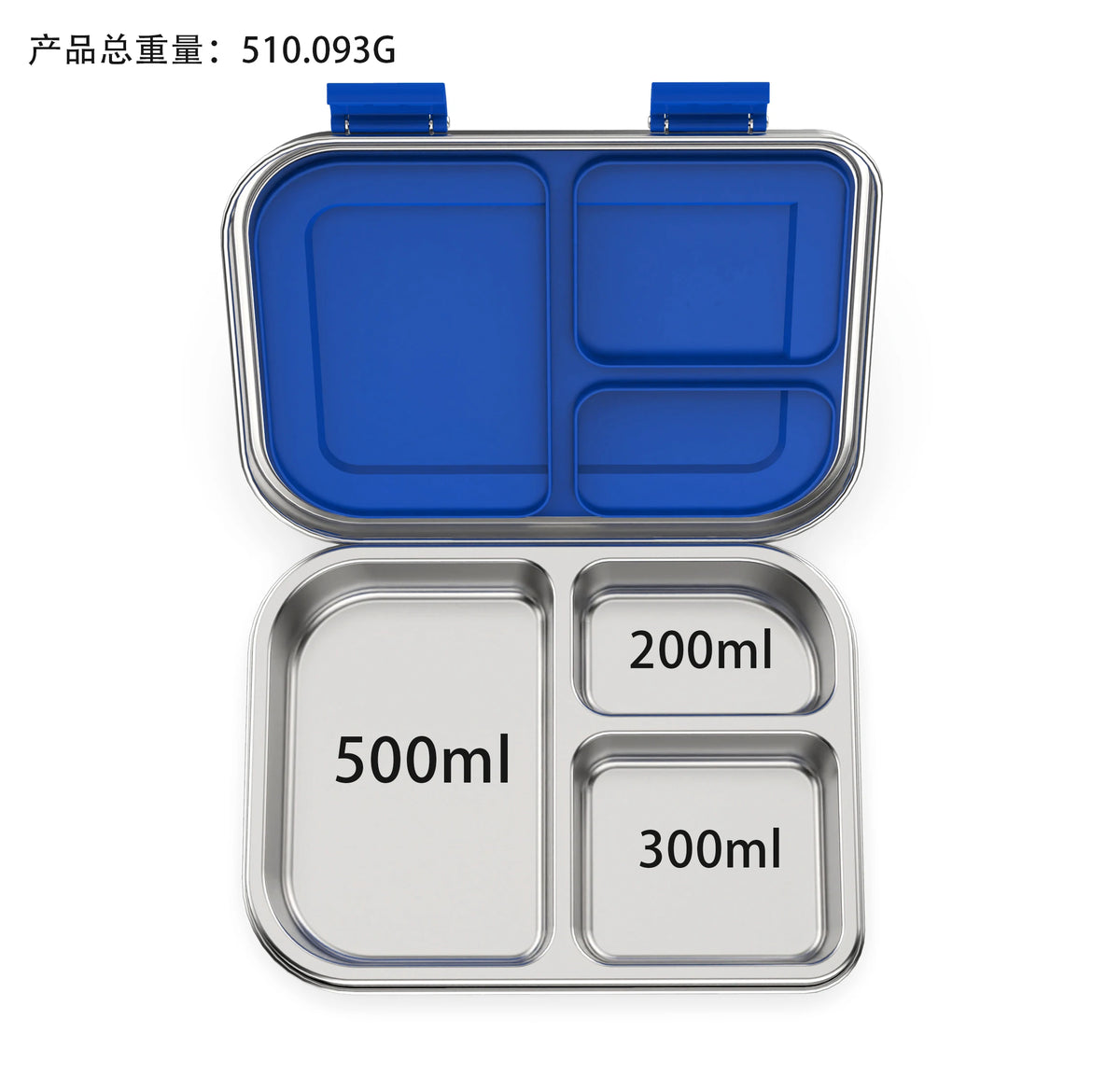 [B2B Sample Order] 3-Compartment 304 Stainless Steel Bento Lunch Box (1000ml) | Custom Logo & Free Mockup