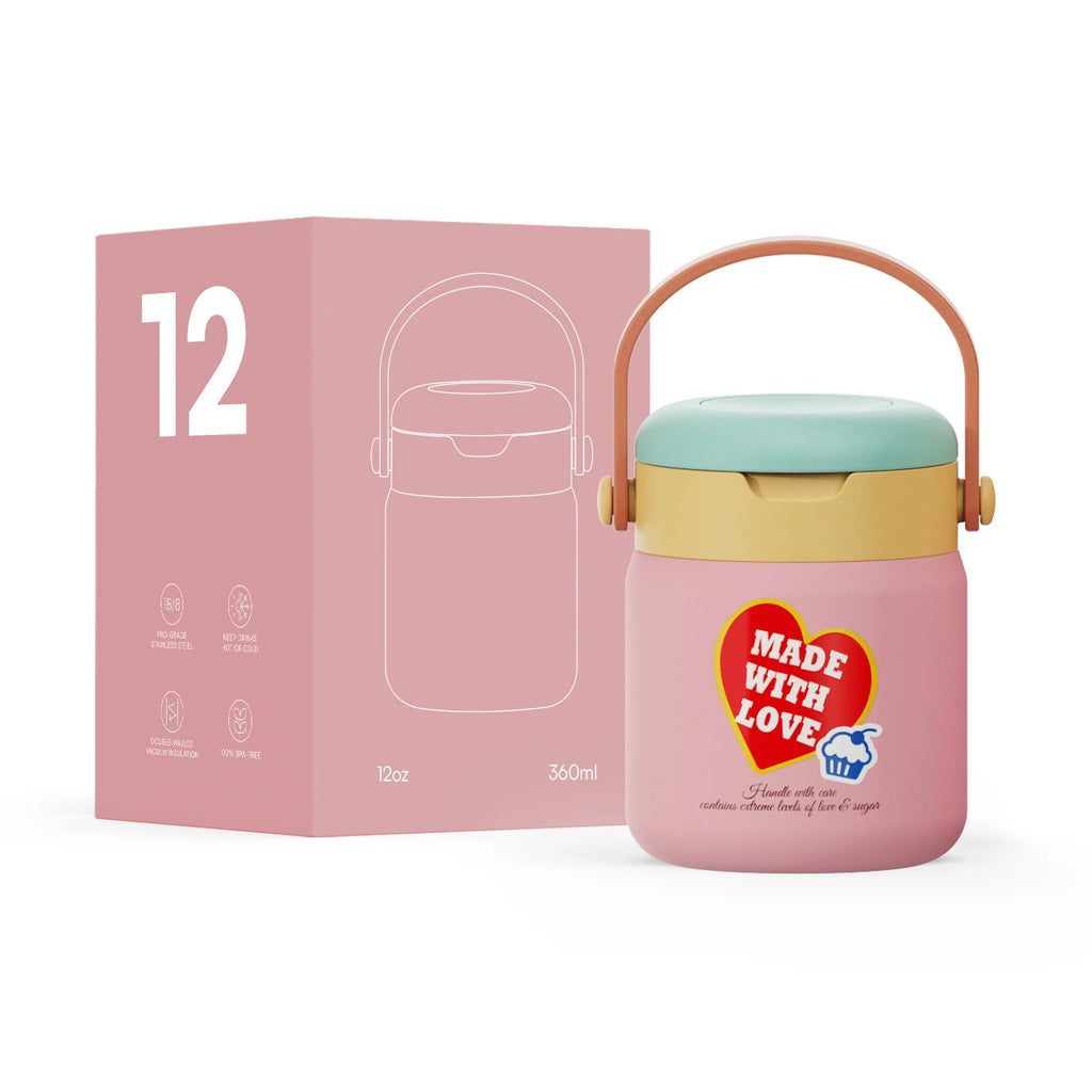 KOLINK Portable Insulated Stainless Steel Food Jar with Handle & Folding Spoon - B2B Sample Order