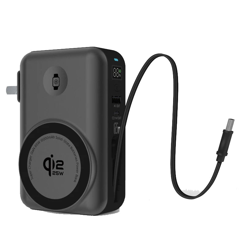 [B2B Sample Order] 3-in-1 GaN 65W Fast Charger & Power Bank (10000mAh Semi-Solid-State / Qi2.2 25W Wireless) | Custom Logo & Free Mockup