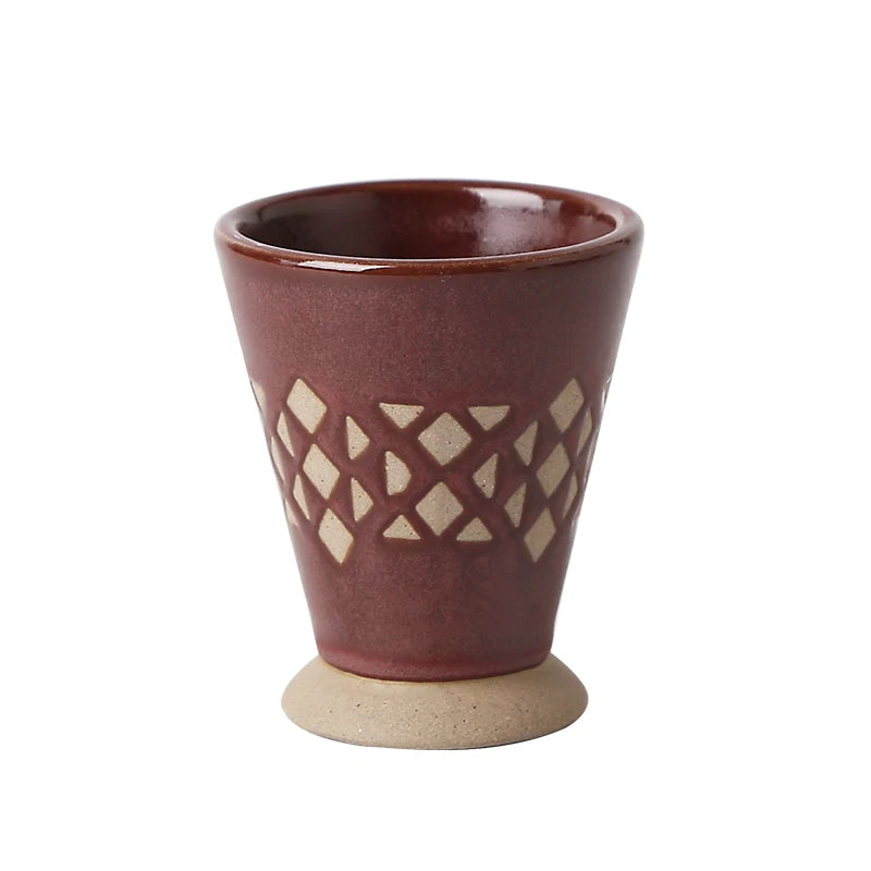 Traditional Arabic Ceramic Coffee Mug with Geometric Pattern | Handmade Saudi Arabia Pottery Cup