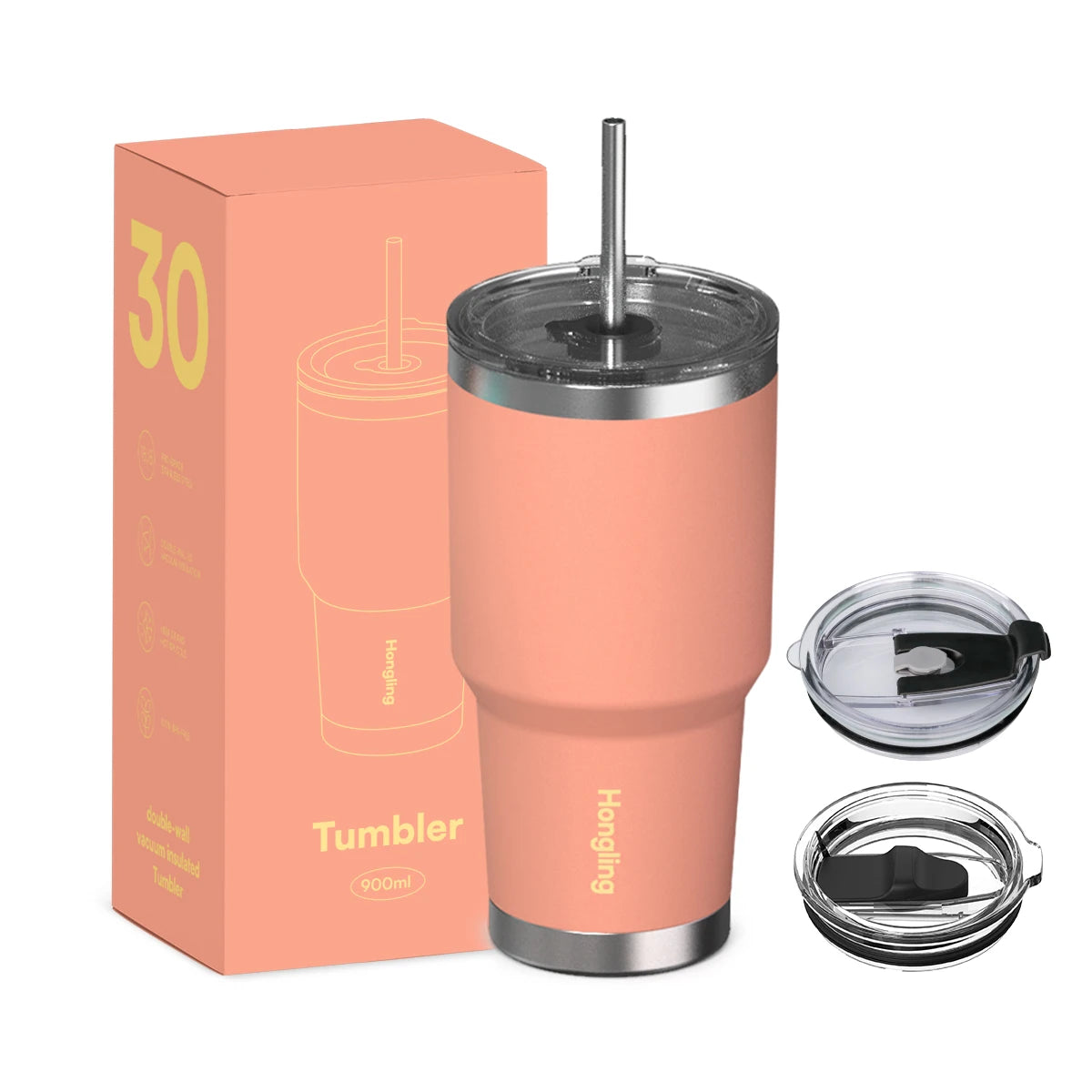 [B2B Sample Order] Cupholder-Friendly Stainless Steel Vacuum Insulated Tumbler with Multiple Lids (10oz - 40oz) | Free Digital Mockup & Custom Logo