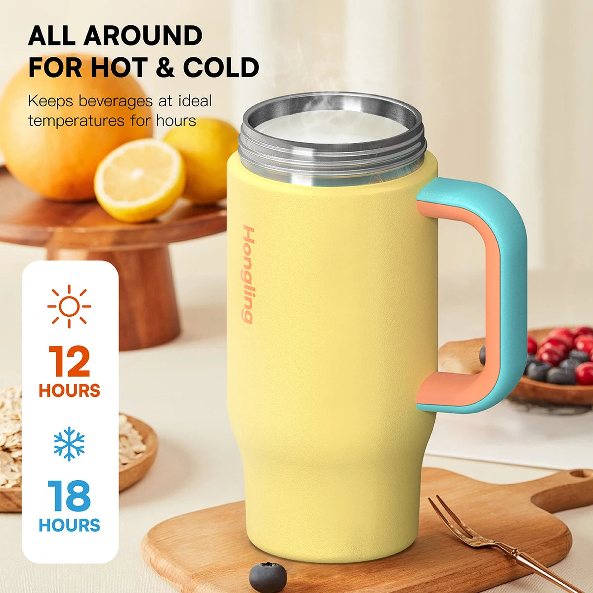 [B2B Sample Order] Leak-Proof Stainless Steel Vacuum Insulated Tumbler with Ergonomic Handle (12oz / 18oz / 22oz) | Free Digital Mockup & Custom Logo