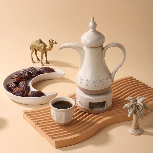 Luxury Ceramic Arabic Coffee & Tea Set with Serving Tray and Burner | Middle East Hospitality Gift Set