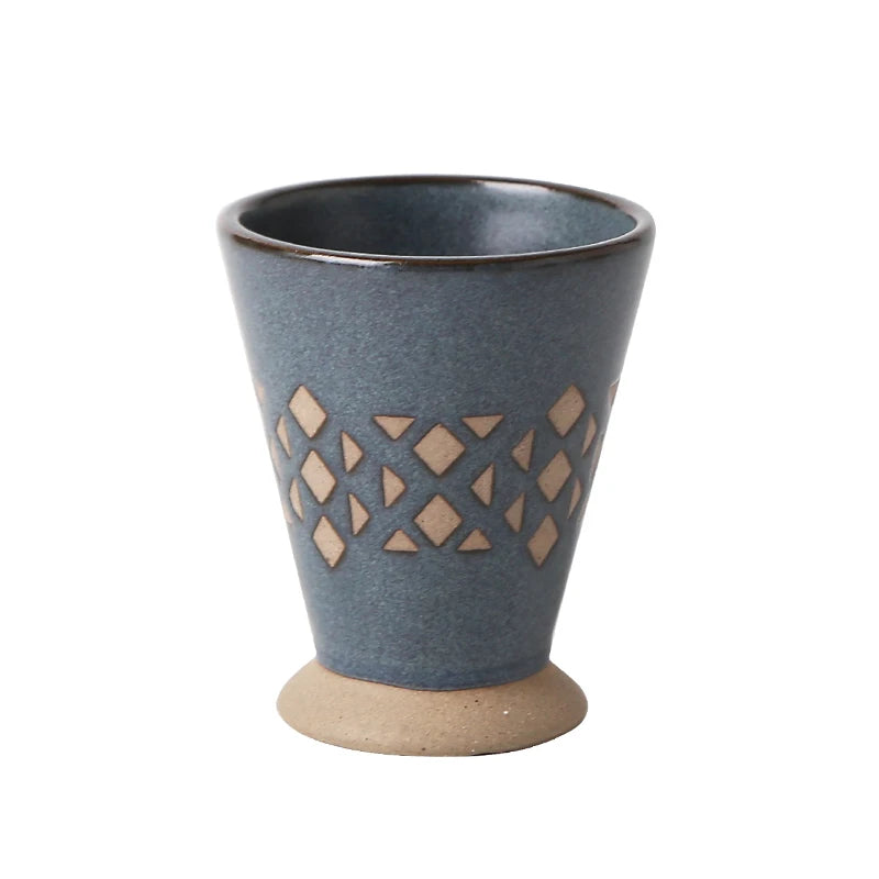 Traditional Arabic Ceramic Coffee Mug with Geometric Pattern | Handmade Saudi Arabia Pottery Cup