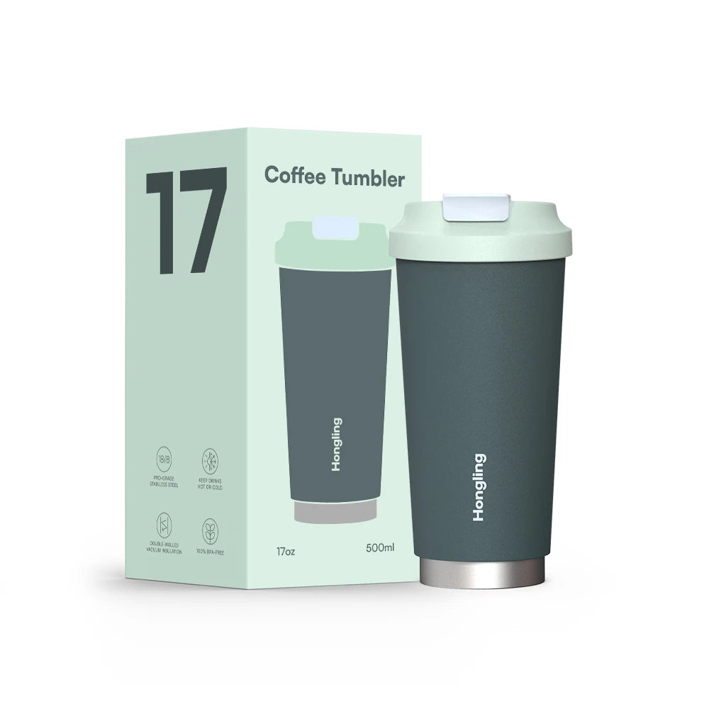 [B2B Sample Order] 500ml Double-Wall Stainless Steel Vacuum Insulated Travel Coffee Mug with Leak-Proof Lid | Free Digital Mockup & Custom Logo