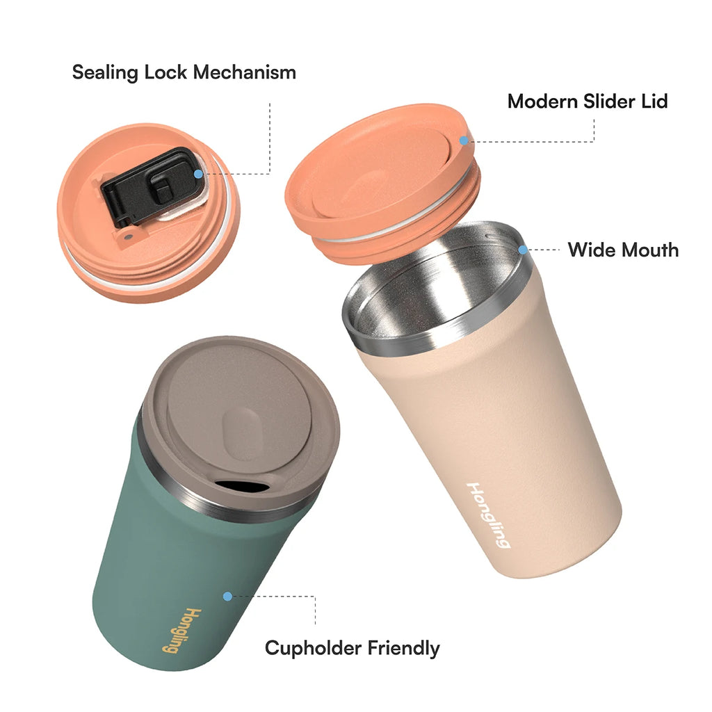 [B2B Sample Order] Double-Wall Stainless Steel Vacuum Insulated Travel Coffee Mug with Lid (12oz / 16oz) | Free Digital Mockup & Custom Logo