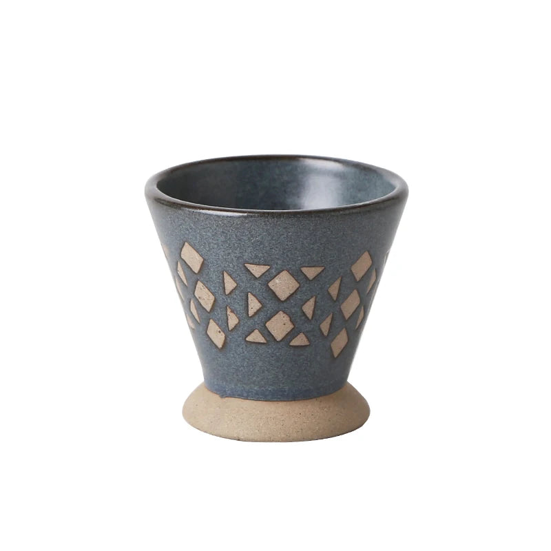 Traditional Arabic Ceramic Coffee Mug with Geometric Pattern | Handmade Saudi Arabia Pottery Cup