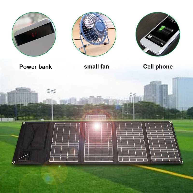 [B2B Sample Order] Portable Foldable Solar Panel Charger (10W-60W) Dual USB Output | Custom Logo & Free Mockup