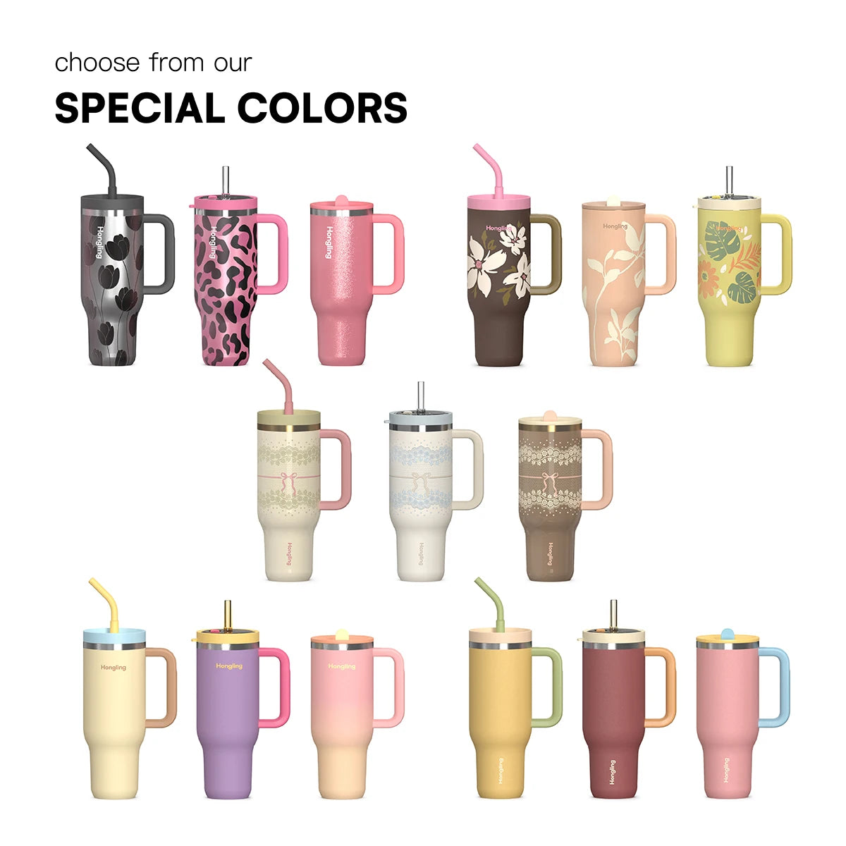 [B2B Sample Order] Travel & Hiking Double-Wall Vacuum Insulated Stainless Steel Tumbler with Handle (40oz) | Free Digital Mockup & Custom Logo
