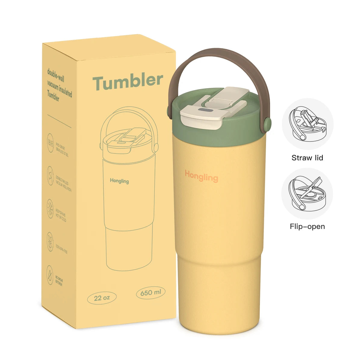 [B2B Sample Order] KOLINK 22oz Stainless Steel Double Wall Vacuum Insulated Tumbler | Custom Logo & Free Mockup