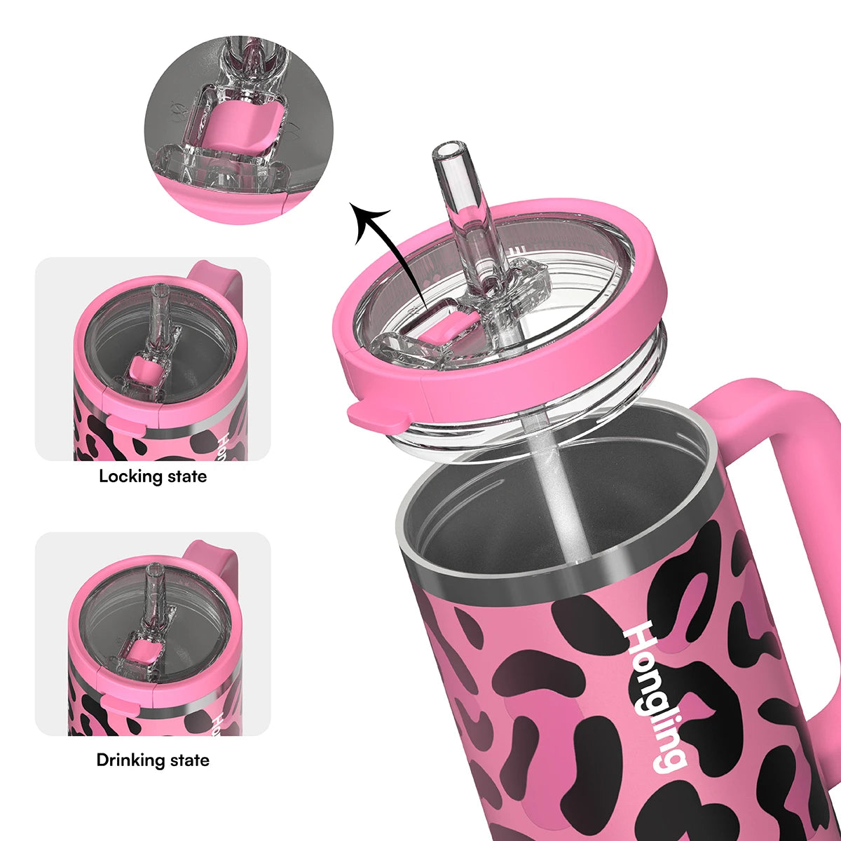 [B2B Sample Order] Travel & Hiking Double-Wall Vacuum Insulated Stainless Steel Tumbler with Handle (40oz) | Free Digital Mockup & Custom Logo