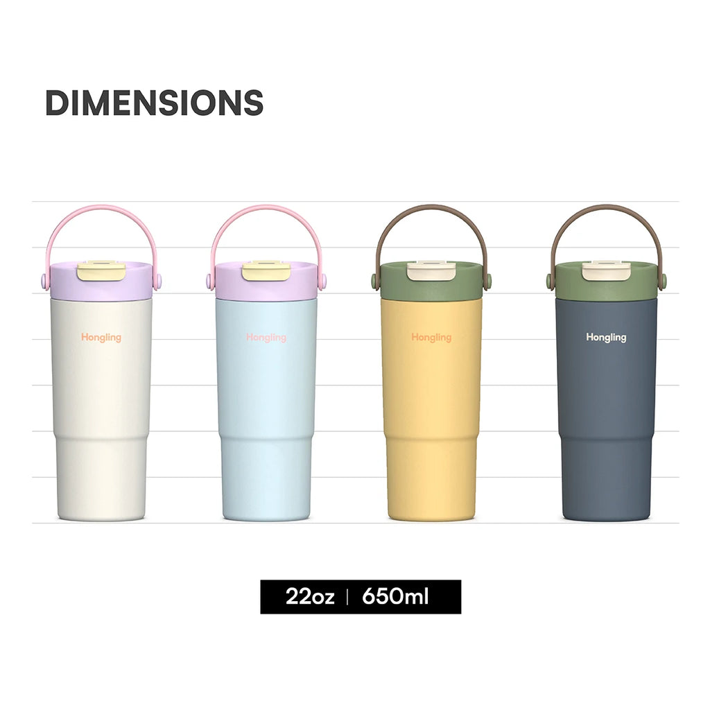 [B2B Sample Order] 22oz Stainless Steel Insulated Tumbler with Handle & 2-in-1 Lid | Free Digital Mockup & Custom Logo