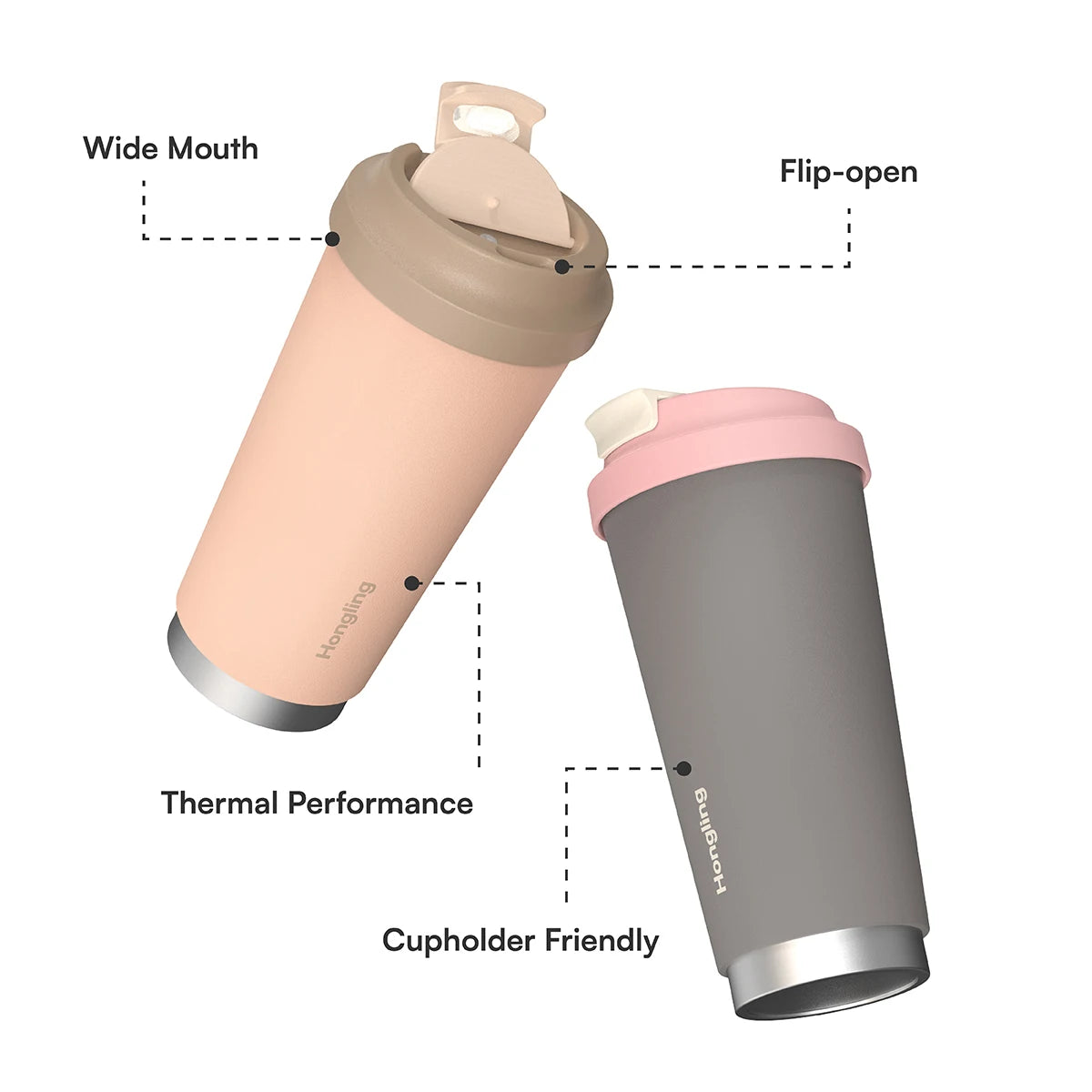 [B2B Sample Order] 500ml Double-Wall Stainless Steel Vacuum Insulated Travel Coffee Mug with Leak-Proof Lid | Free Digital Mockup & Custom Logo