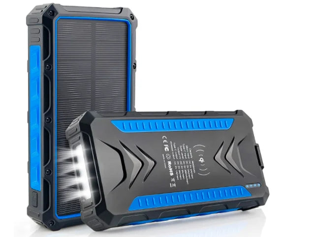 [B2B Sample Order] 36000mAh High Capacity Solar Wireless Power Bank with 4 USB Outputs & LED Flashlight | Custom Logo & Free Mockup