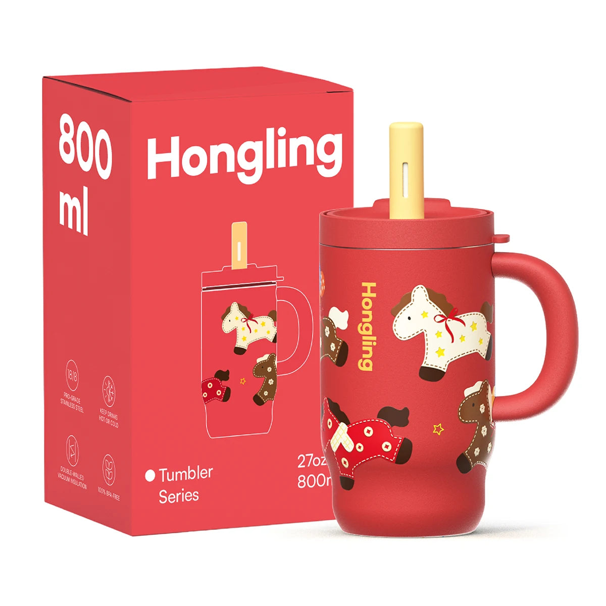 [B2B Sample Order] Coffee Tumbler with Handle & Leak-Proof Lid Double-Wall Insulated Stainless Steel (650ml) | Free Digital Mockup & Custom Logo