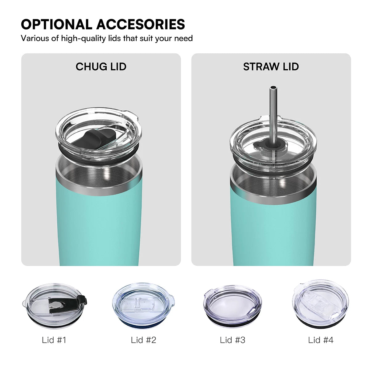 [B2B Sample Order] Cupholder-Friendly Stainless Steel Vacuum Insulated Tumbler with Multiple Lids (10oz - 40oz) | Free Digital Mockup & Custom Logo