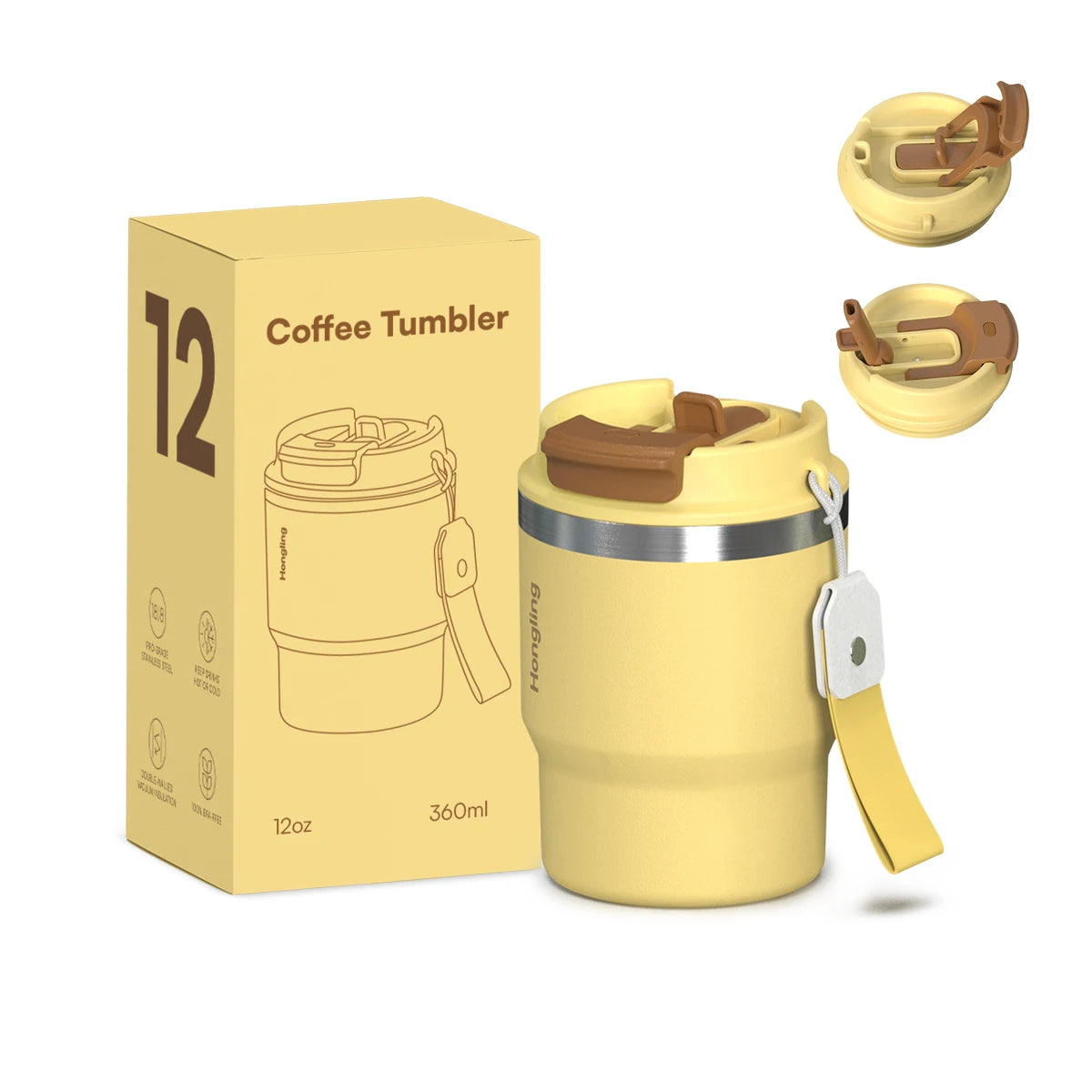 [B2B Sample Order] Wide-Opening Stainless Steel Double-Wall Vacuum Insulated Tumbler (12oz / 16oz) | Free Digital Mockup & Custom Logo